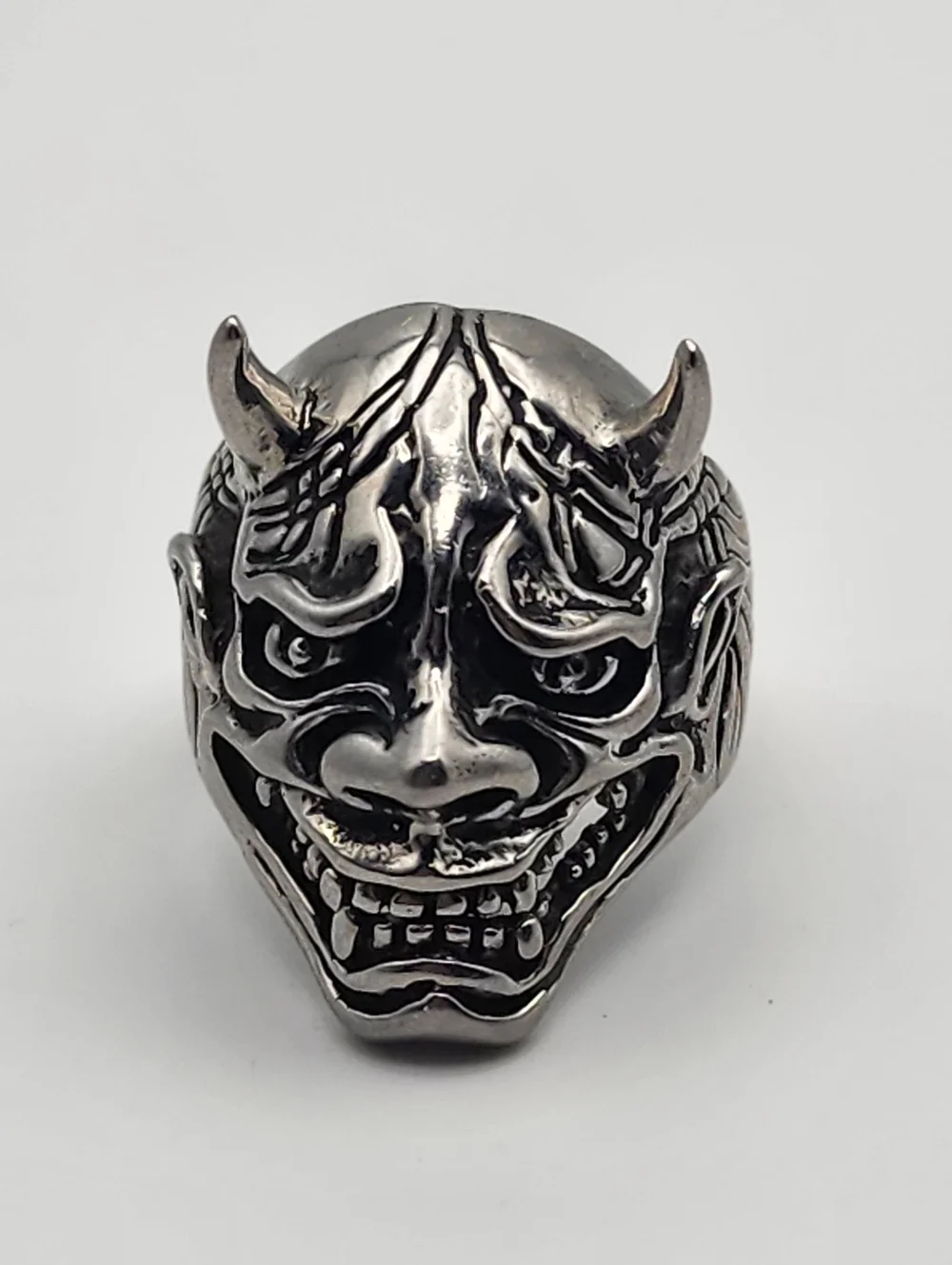Silver Tone Hannya Mask Ring (12.5)